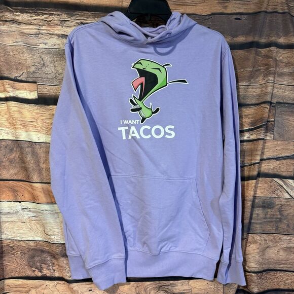 Invader Zim Hoodie S Purple Long Sleeve I Want Tacos Nickelodeon Double Sided - Picture 1 of 10